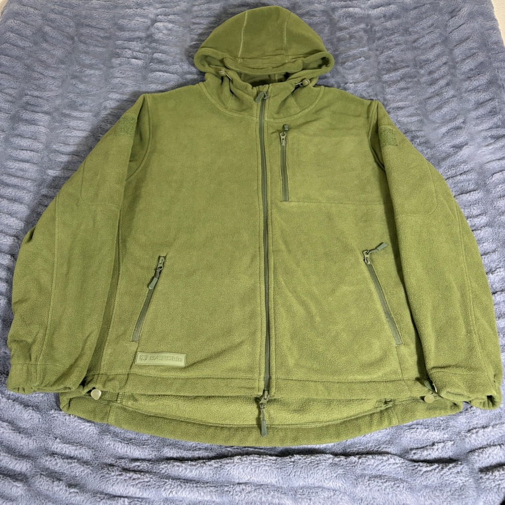 Baerskin Tactical Supply Co Fleece Jacket Mens XL Olive Green Full Zip Hoodie